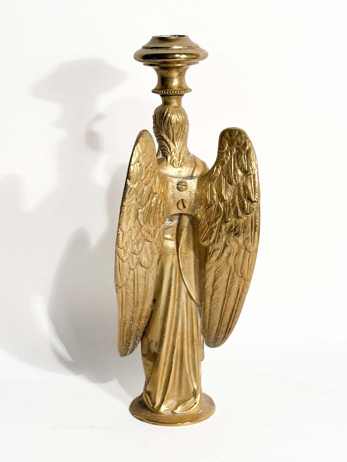 Single Candlestick With Angel In Gilded Bronze France 20th Century photo buy