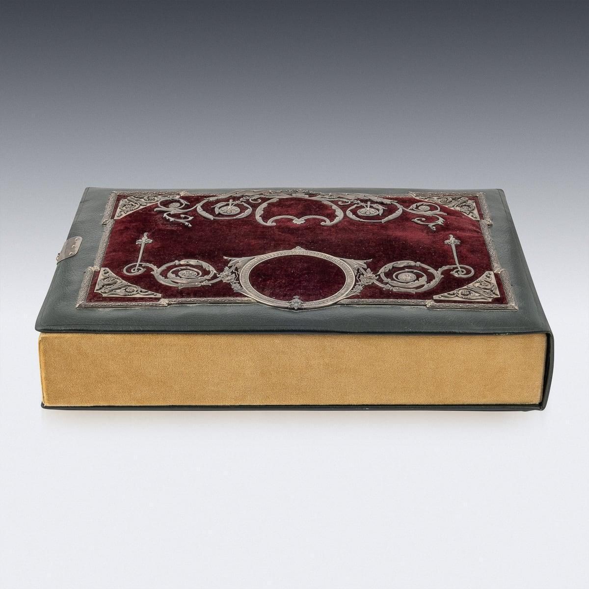 Antique 19th Century Russian Solid Silver, Velvet & Leather Book Cover C.1890 photo 2439.0