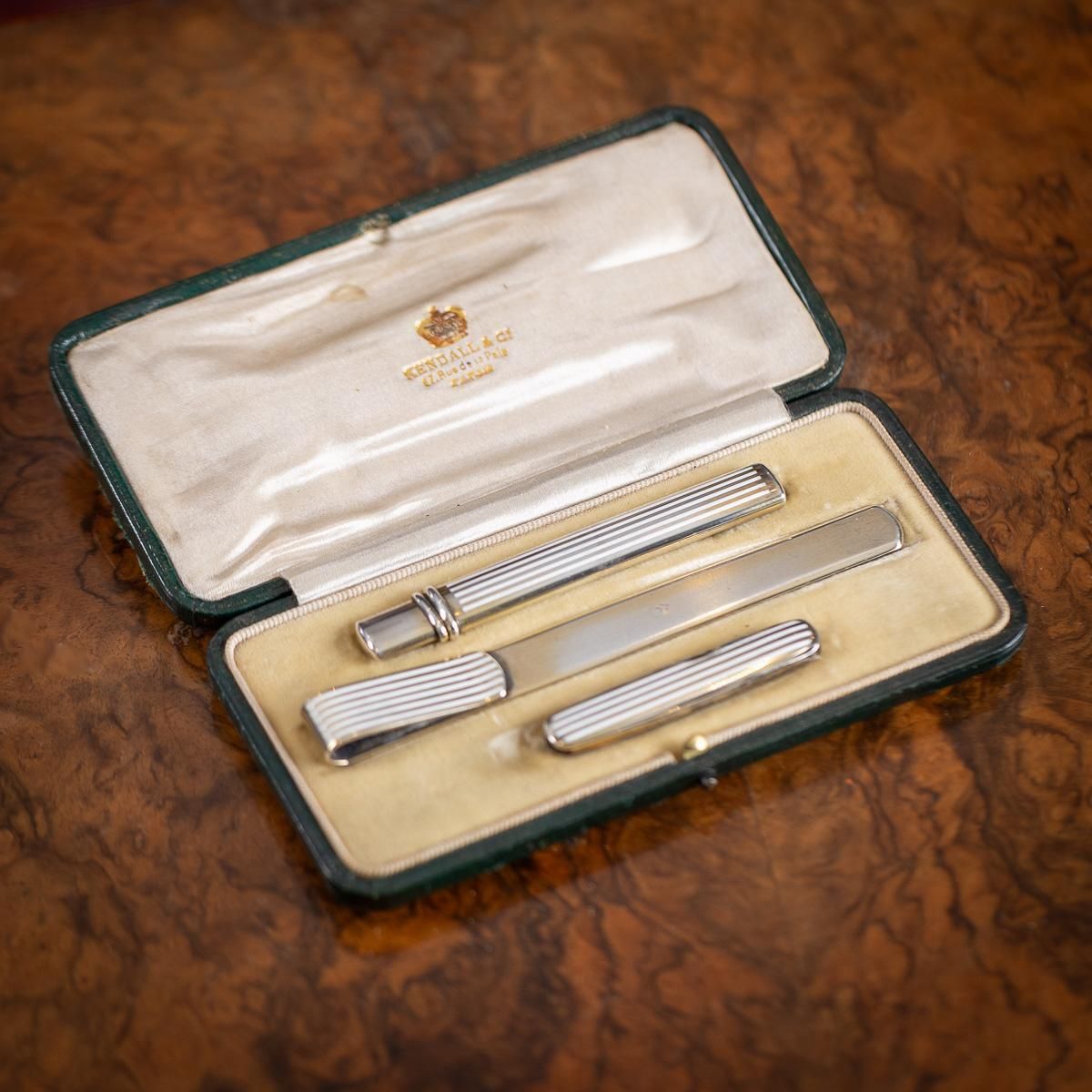 Antique 20th Century English Solid Silver & Enamel Desk Accessory Set C.1912 photo furniture
