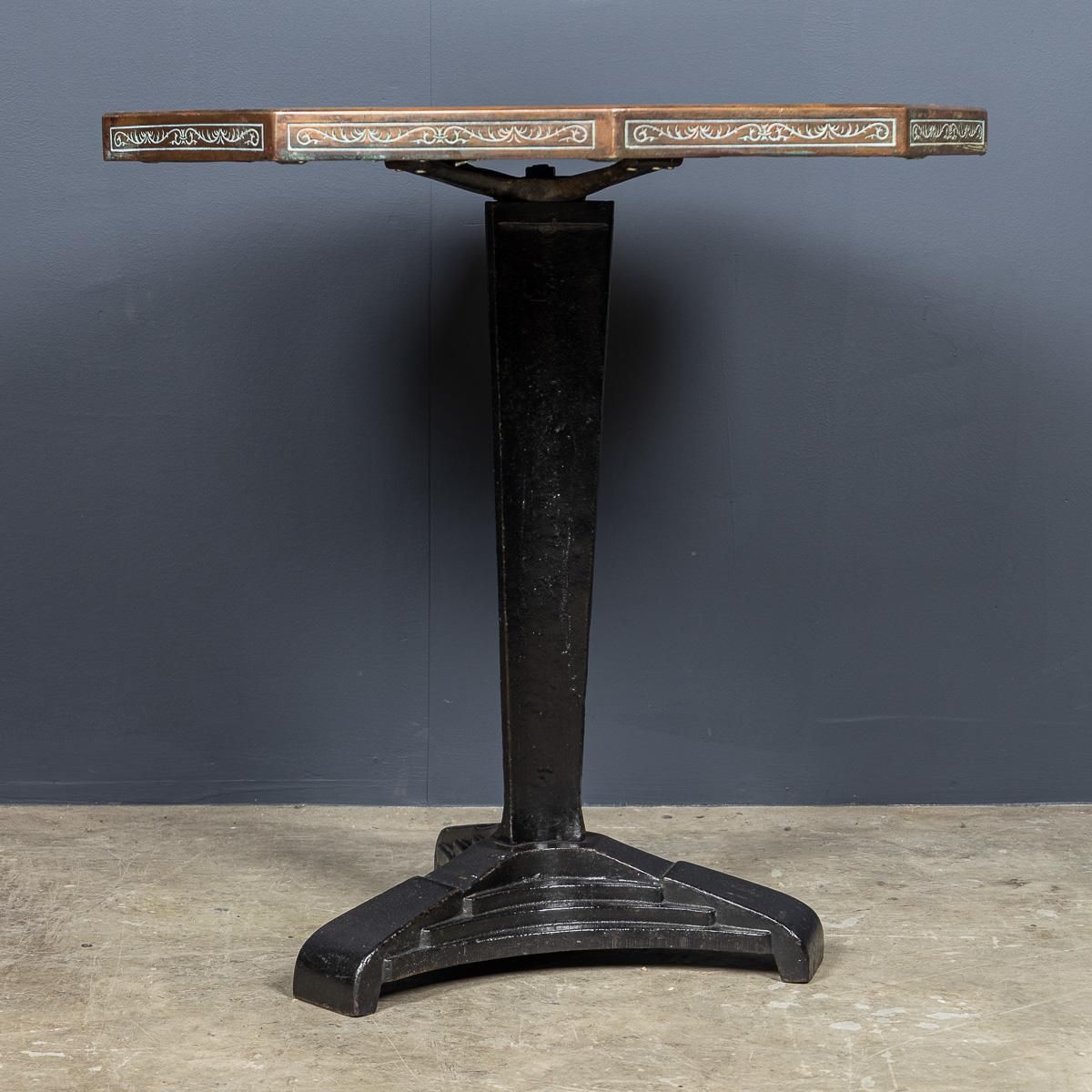 Vintage 20th Century Spanish Embossed Copper Table By Malart C.1930 photo for sale