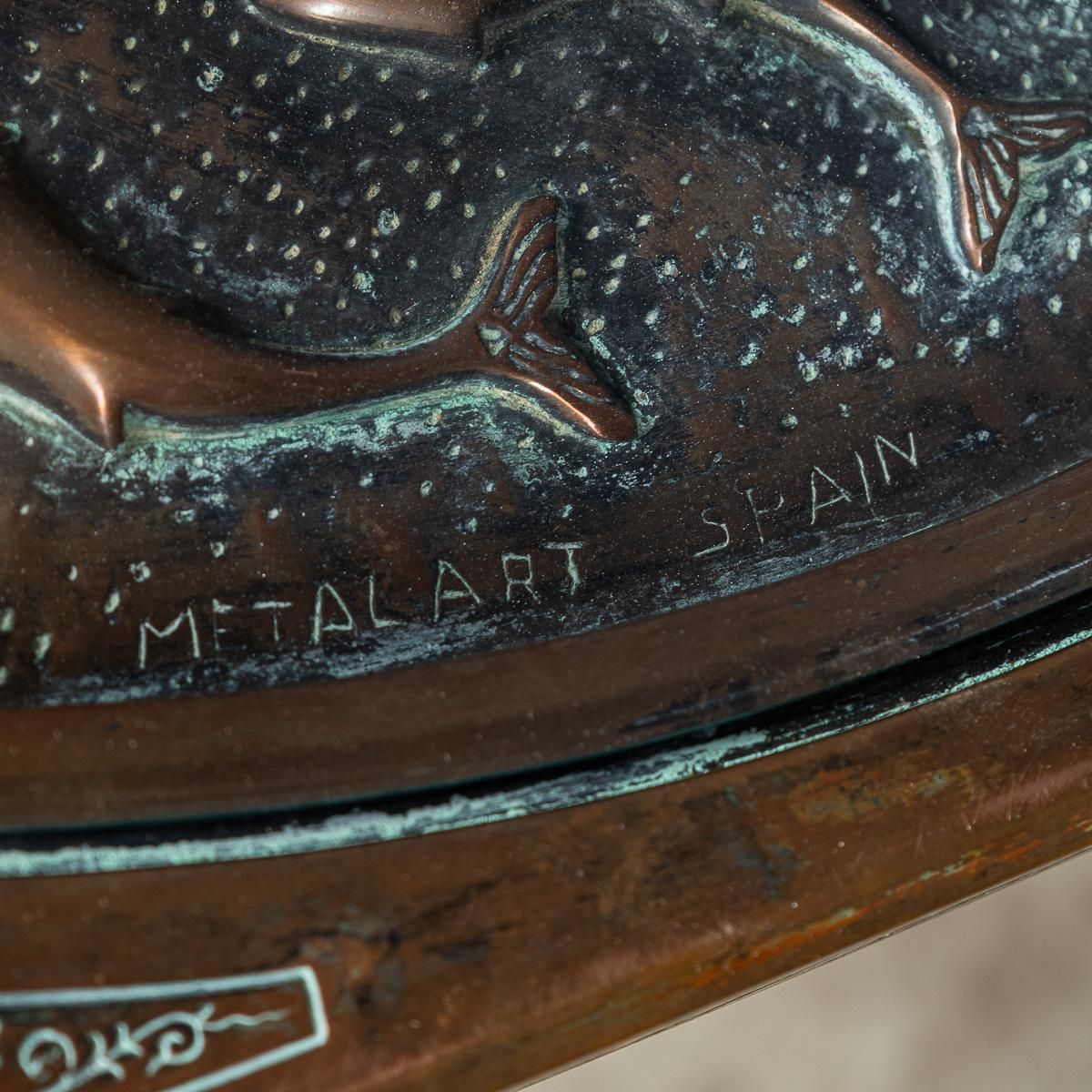 photo buy Vintage 20th Century Spanish Embossed Copper Table By Malart C.1930