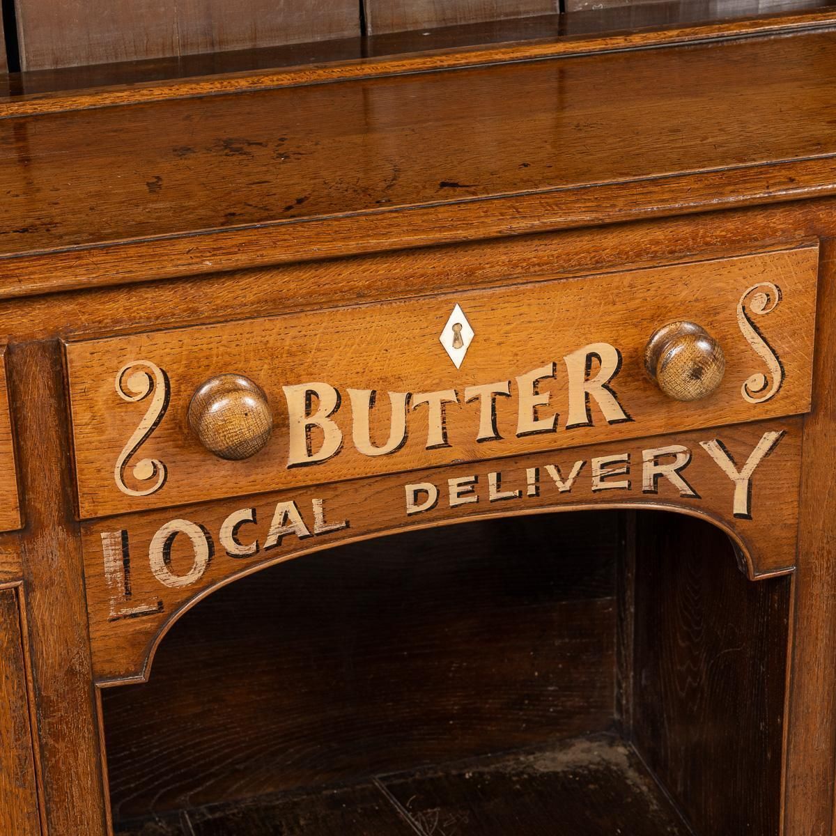 Furniture Antique 19th Century Victorian Solid Oak & Glass Dresser, Later Painted C.1880 photo