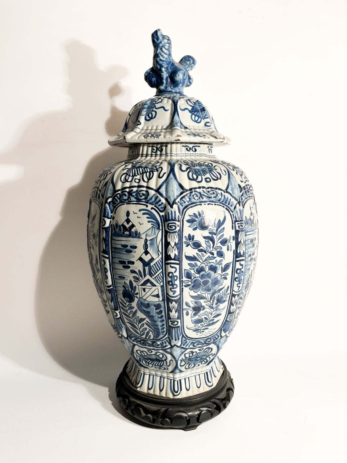 Delft Ceramic Vase White And Cobalt Blue Early Twentieth Century photo furniture