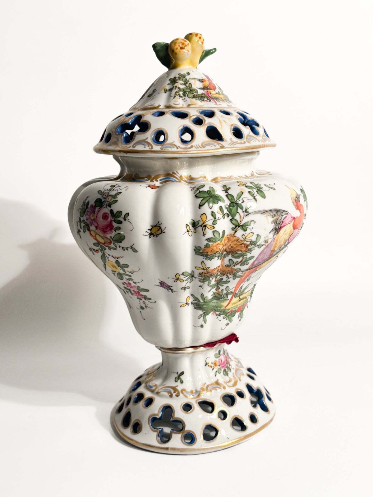 French Porcelain Perfume Burner Vase Hand Painted 1920s photo 424.0