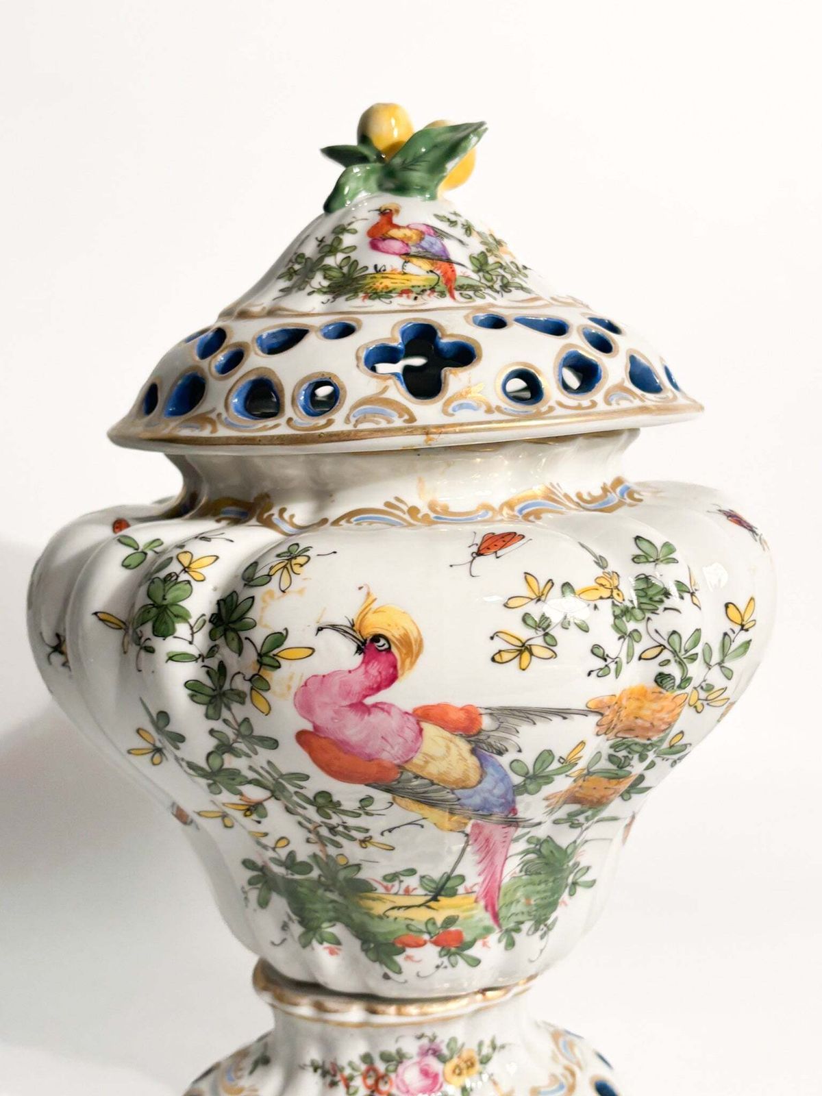 photo furniture French Porcelain Perfume Burner Vase Hand Painted 1920s