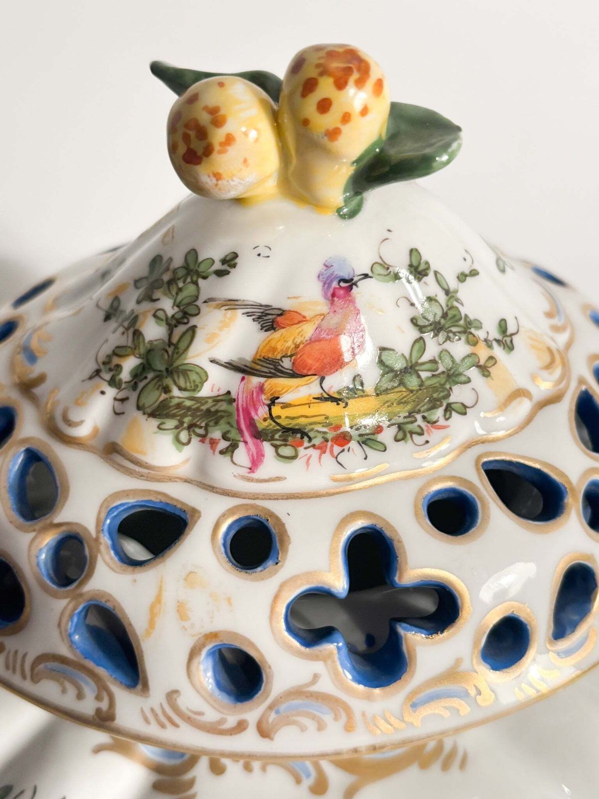 photo vintage French Porcelain Perfume Burner Vase Hand Painted 1920s