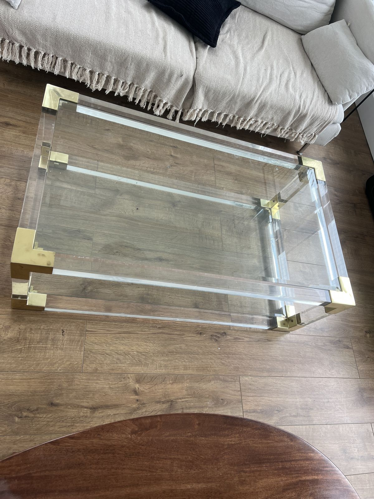 Charles Hollis Jones Vintage Glass, Lucite & Brass Coffee Table photo Furniture