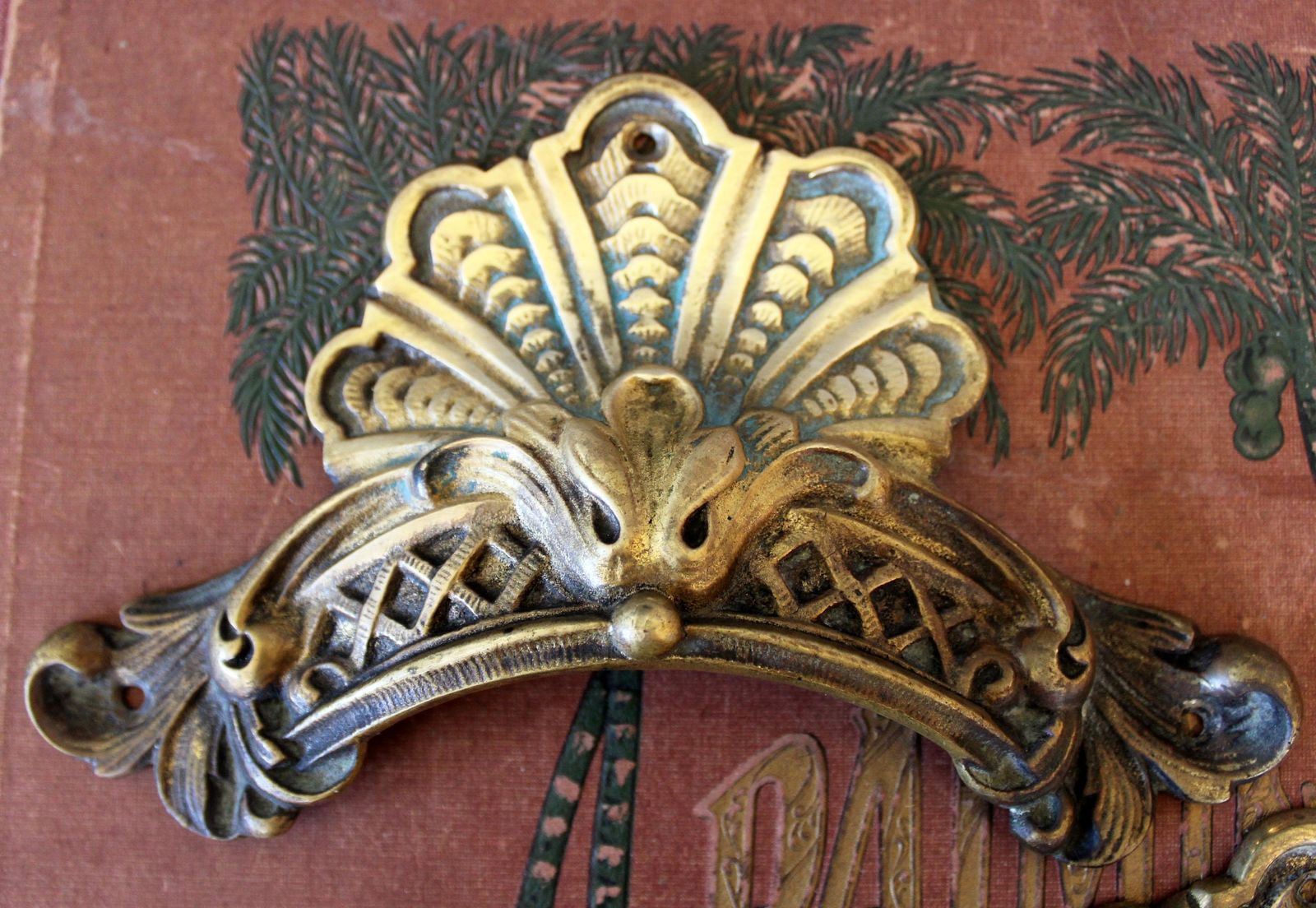 Set Of Two Antique Rococo Regency Cast Bronze Handle, Piano Handle, Carrying Handle, Furniture Handle, Hardware Restoration, Architectural photo furniture