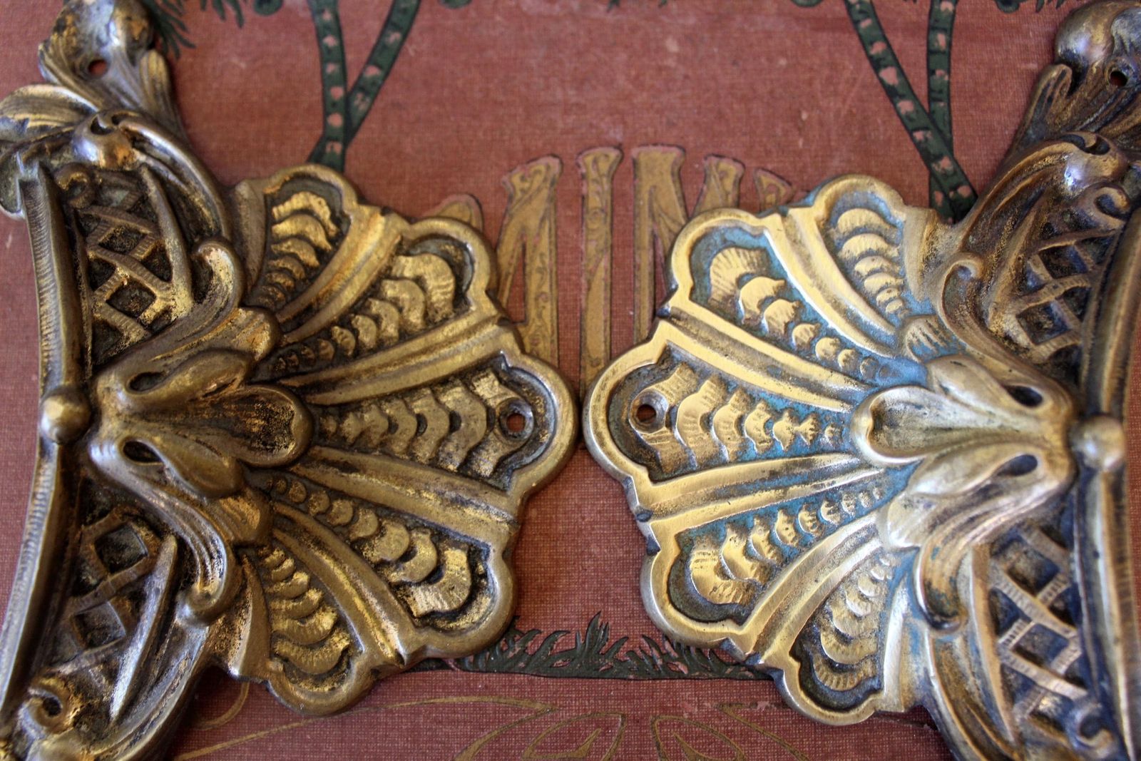 photo furniture Set Of Two Antique Rococo Regency Cast Bronze Handle, Piano Handle, Carrying Handle, Furniture Handle, Hardware Restoration, Architectural
