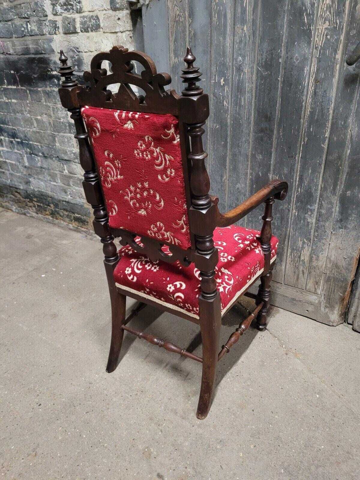 Antique 19th Century Victorian Upholstered Armchair And Footstool photo vinterior
