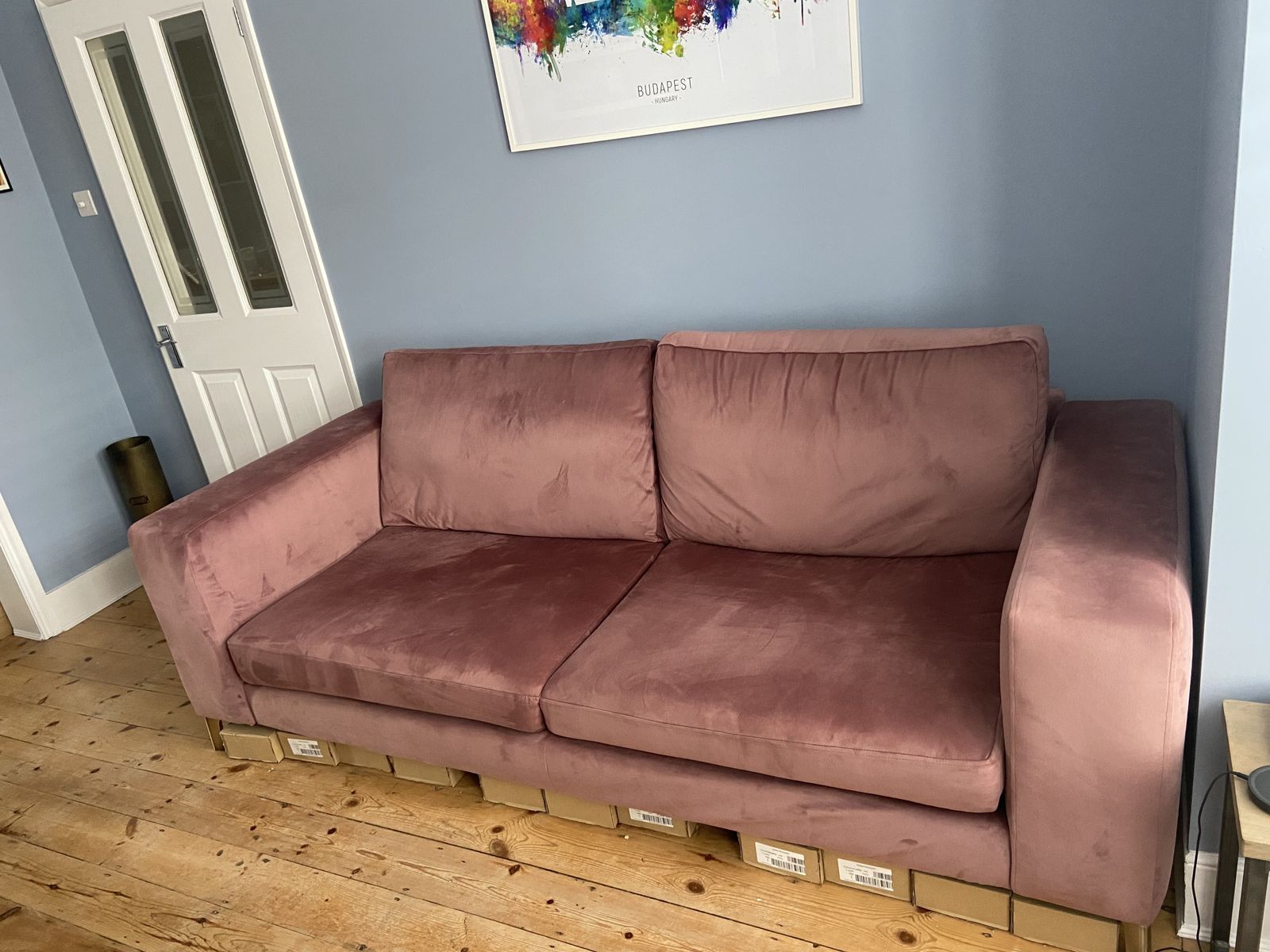 Dfs Mauve Darcy Velvet 4 Seater Sofa