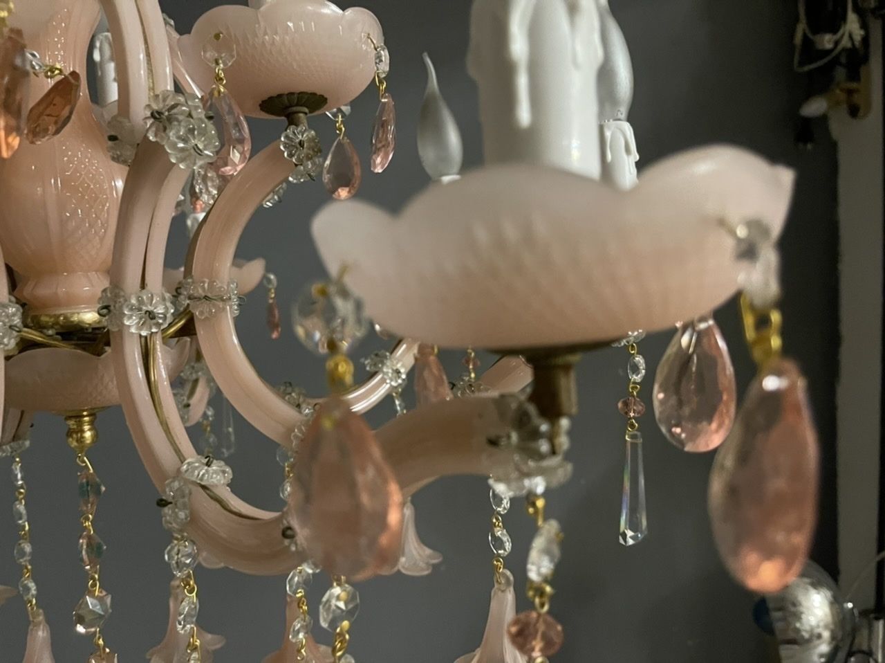 photo buy Italian Pink Murano Glass Flower Chandelier