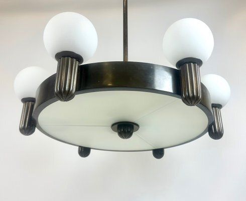 Arts And Crafts Bronze 6 Arm Chandelier, 1910s photo furniture