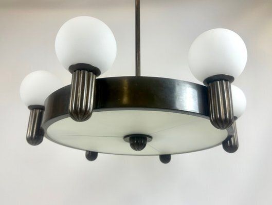 Arts And Crafts Bronze 6 Arm Chandelier, 1910s photo 2987.0