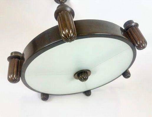 photo for sale Arts And Crafts Bronze 6 Arm Chandelier, 1910s