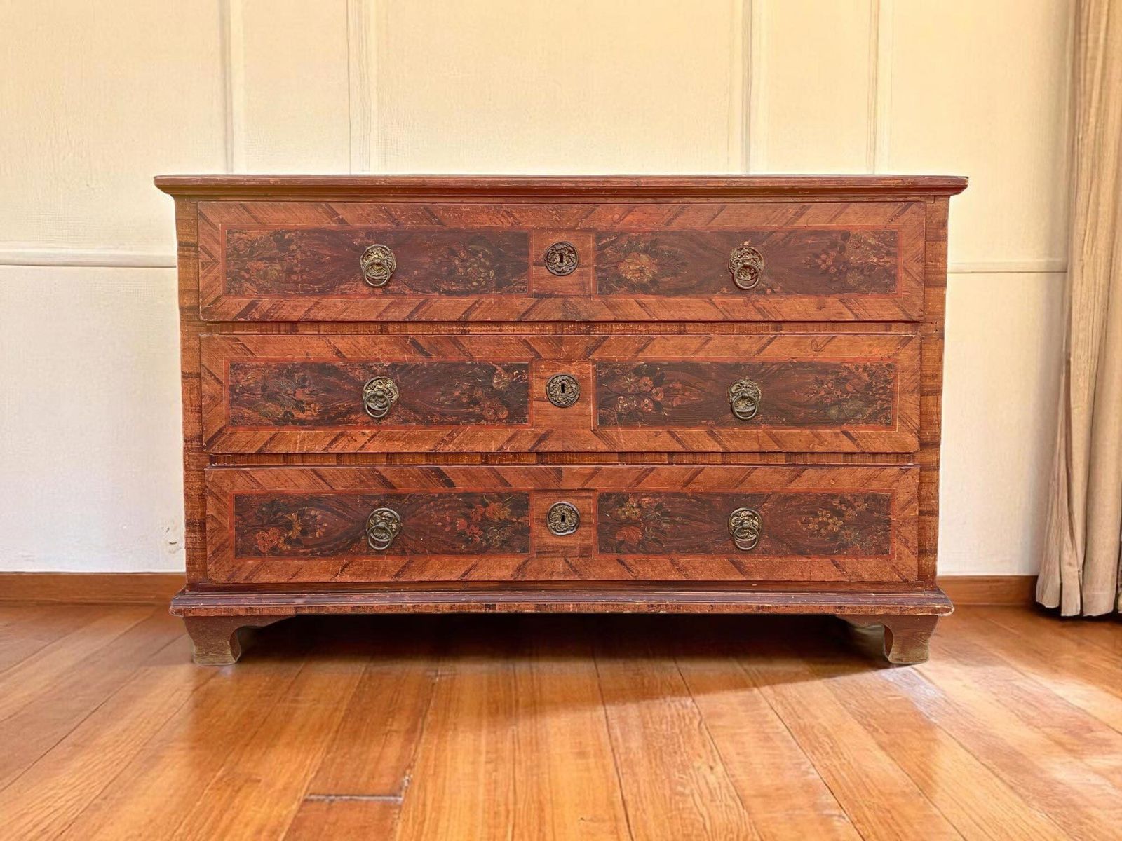 Painted Alpine Chest Of Drawers Dated 1840 photo furniture