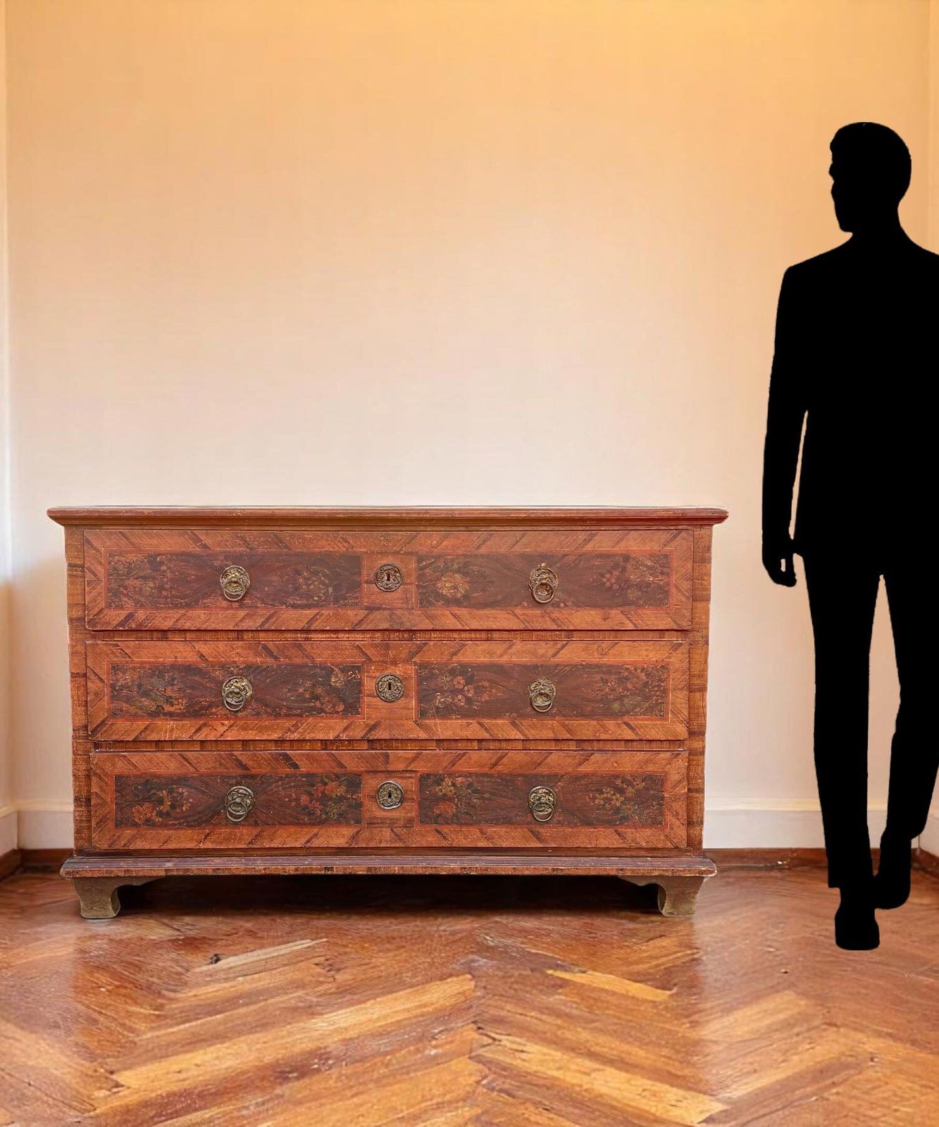 Furniture Painted Alpine Chest Of Drawers Dated 1840 photo