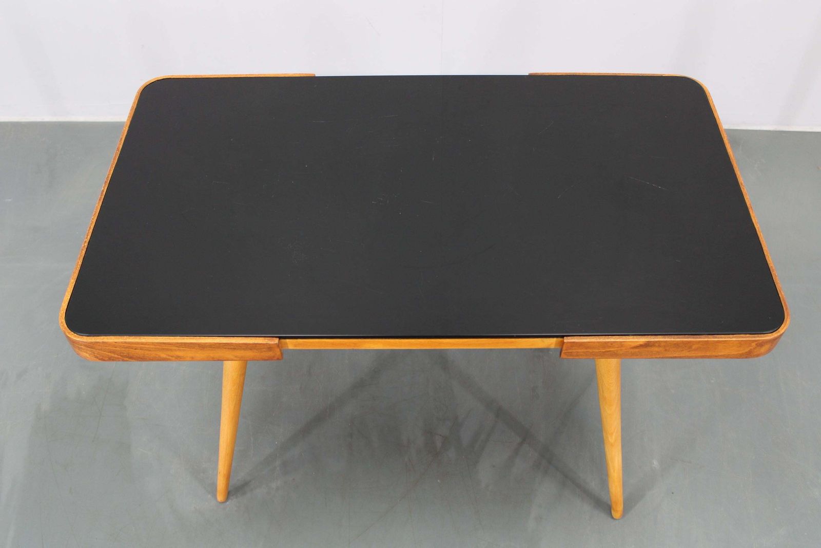 1960s Beech Coffee Table With Opaxy Glass Top, Czechoslovakia photo for sale