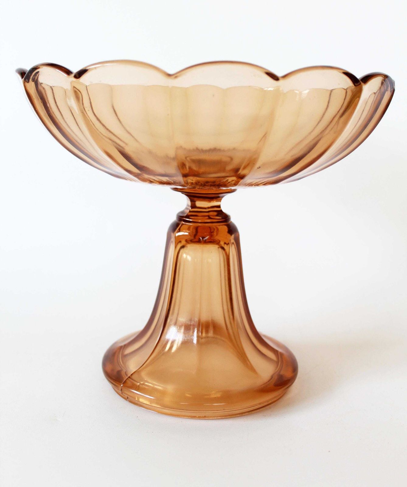 Art Deco Val Saint Lambert (Vsl) Peach Glass Compotier, Pedestal Bowl, Charles Graffart Belgium, Signed, Model Luxval 1935 Cotes Plates photo furniture