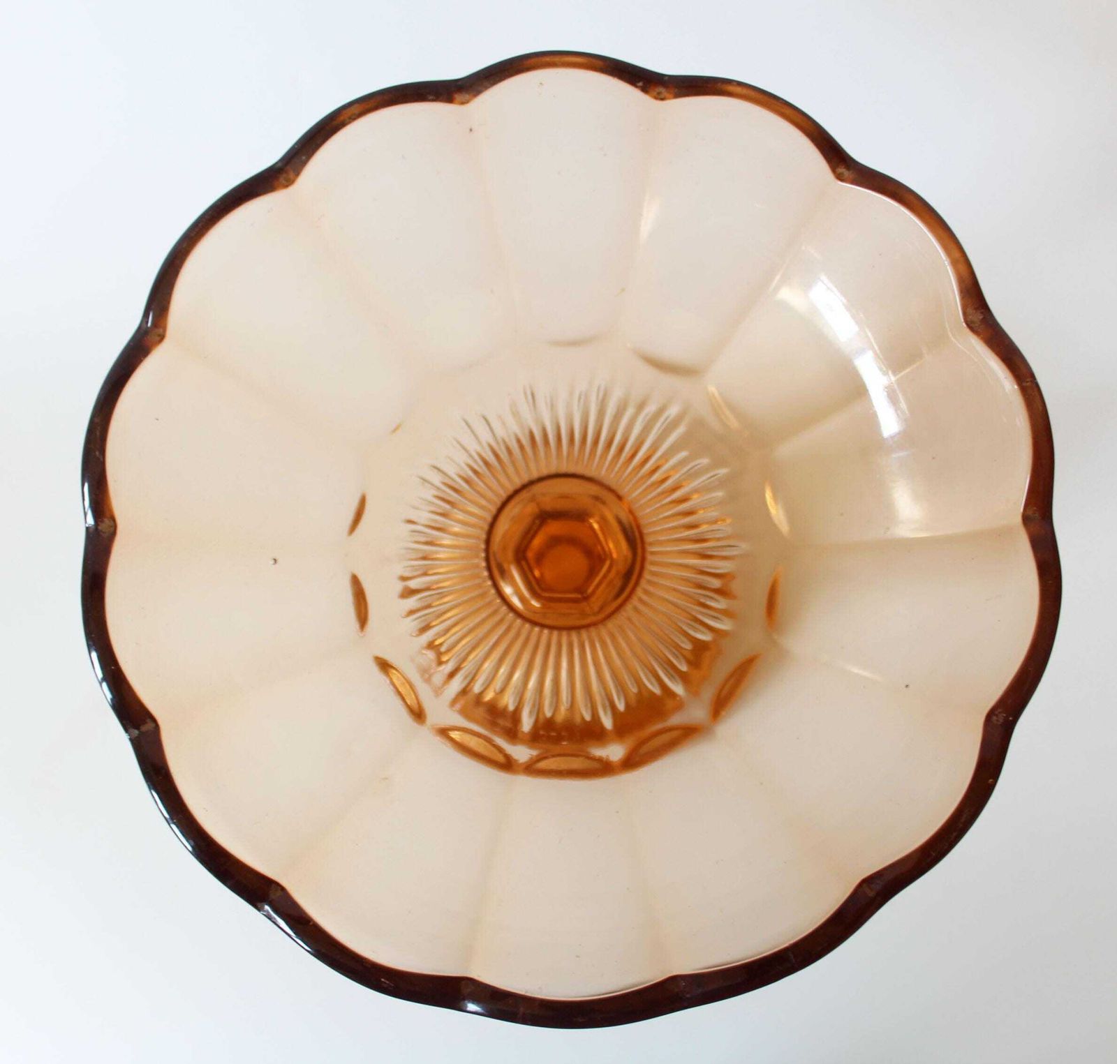 Art Deco Val Saint Lambert (Vsl) Peach Glass Compotier, Pedestal Bowl, Charles Graffart Belgium, Signed, Model Luxval 1935 Cotes Plates photo vinterior