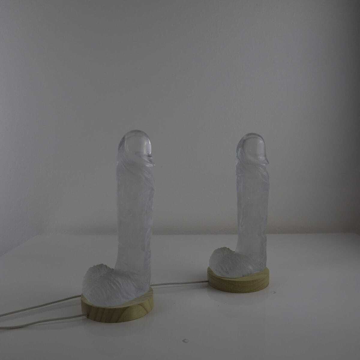 Pair Of Sculpture Lamps In Lost Wax Melted Crystal Glass By Marty For Marty Glass Murano photo furniture