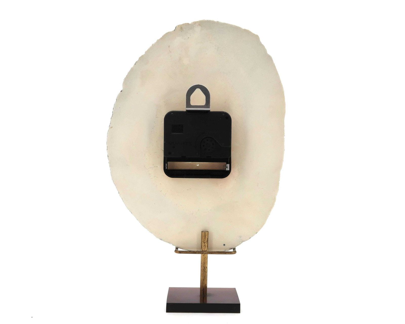 Desk Or Wall Blue Agate Slice Clock, 1970s / Cabinet Of Curiosities, Boho Chic, Bohemian, Folk, Mineral, Stone photo 191.0