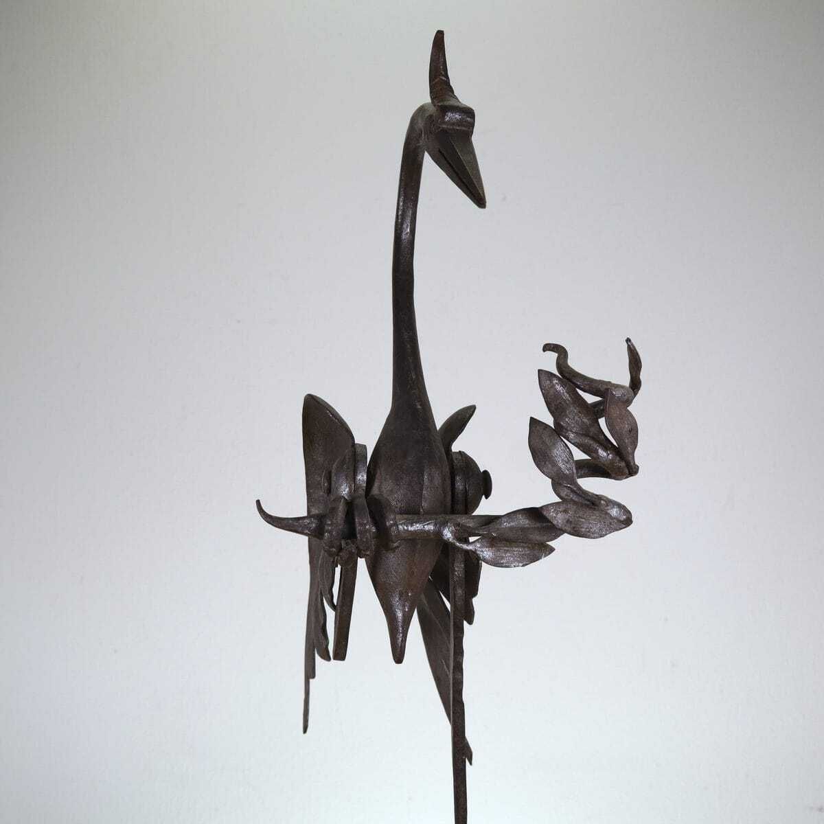 Iron Sculpture With Black Marble Base, Attributed To Carlo Rizzarda photo vinterior