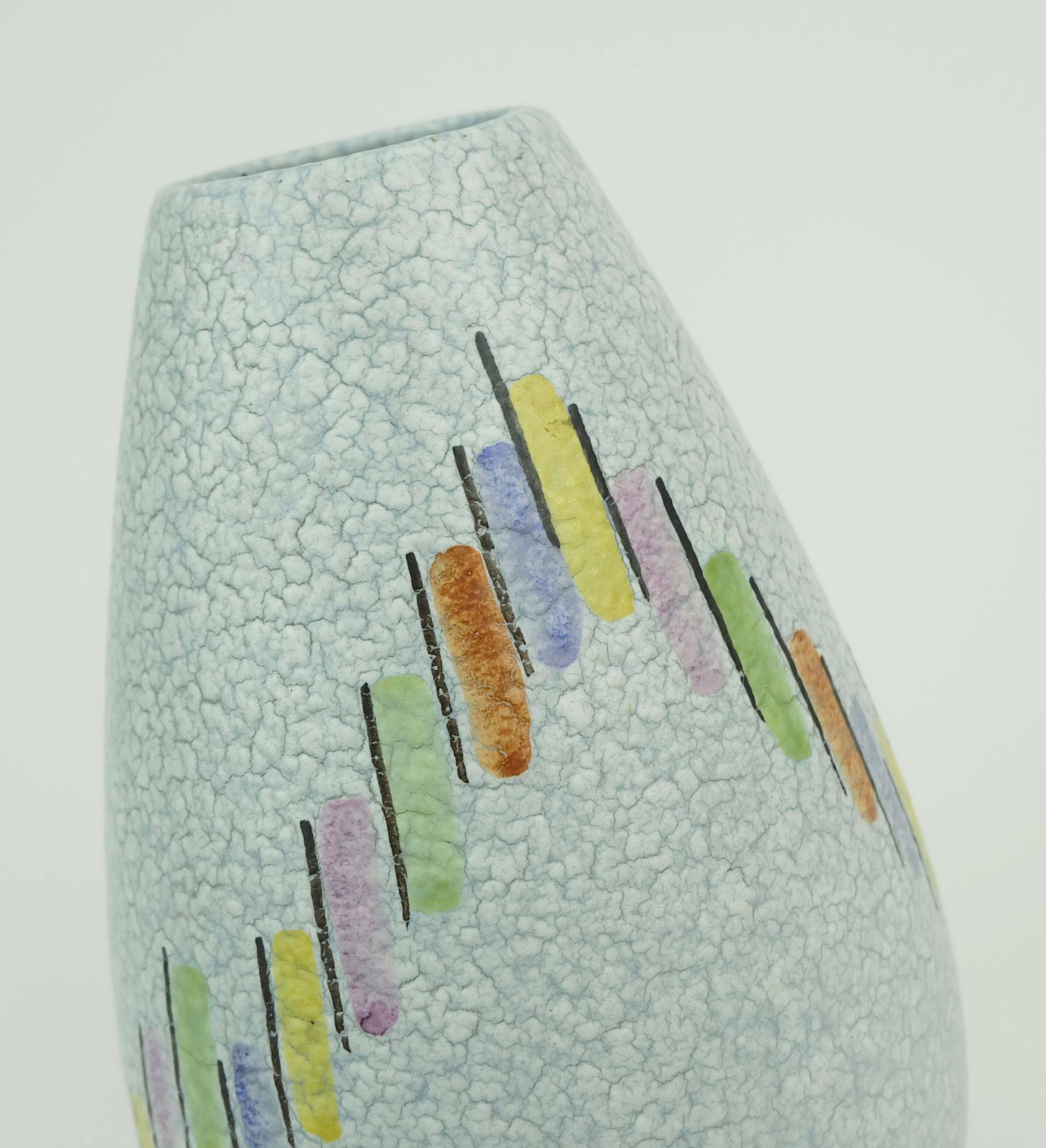 Steuler Mid Century Modern Ceramic Vase 1950s Drip Glaze Colorful Pattern photo vinterior