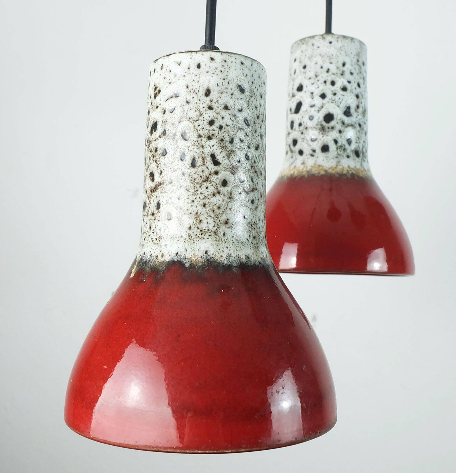 1970s Mid Century Pendant Light 5 Light Cascading Lamp With Fat Lava Cerami photo 426.0