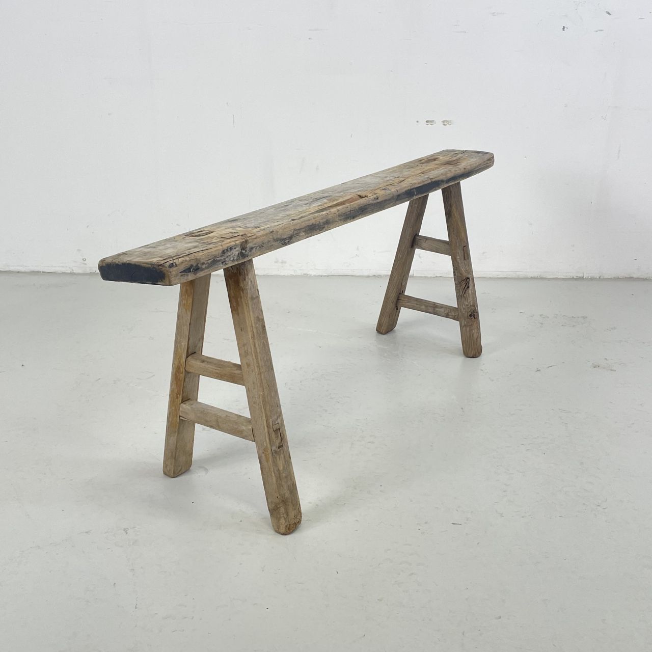 Rustic Wooden Pig Bench photo vintage