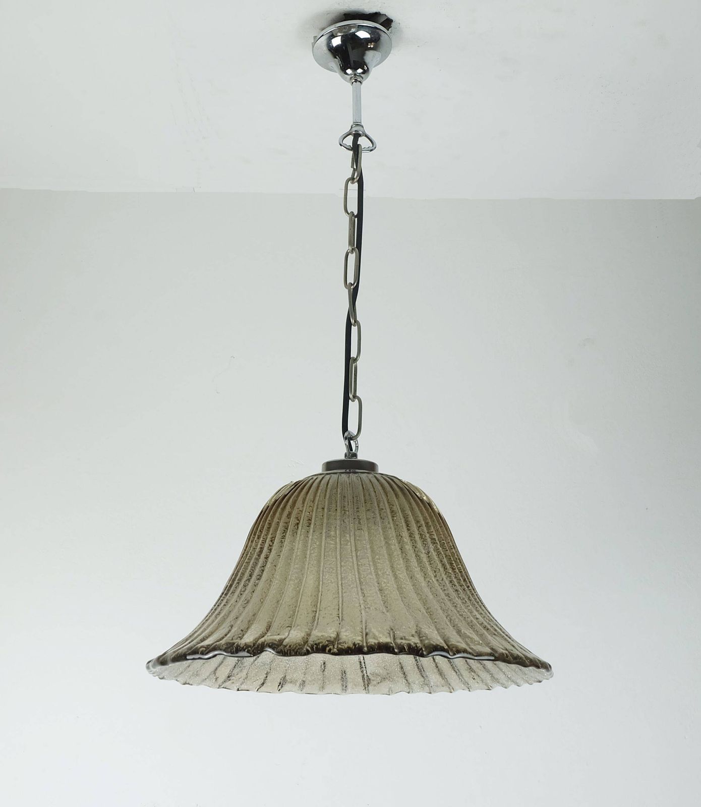 Mid Century Pendant Light Briloner Leuchten Murano Glass And Metal 1970s photo for sale