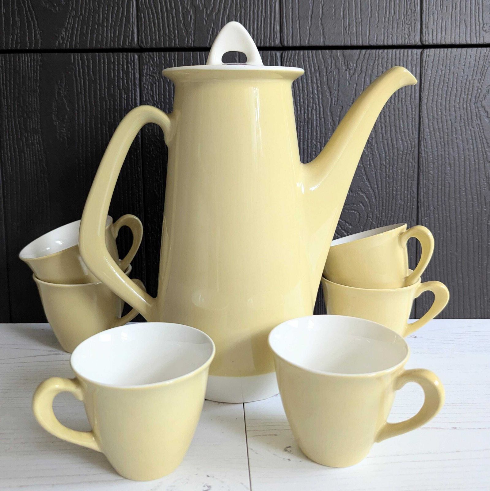 Figgjo Flint Norway Ceramic Coffee Set Coffee Pot 6 Cups 1950s 1960s Mid Century