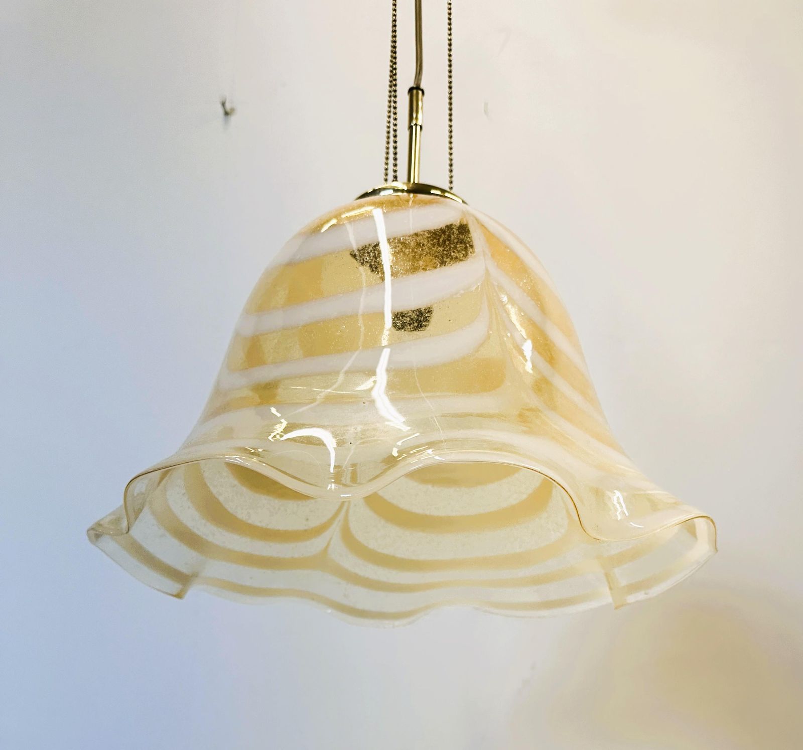 Venetiaanse Murano Gestreepte Kunstglazen Hanglamp Fazzoletto, Italië, Jaren 1970 photo Verlichting