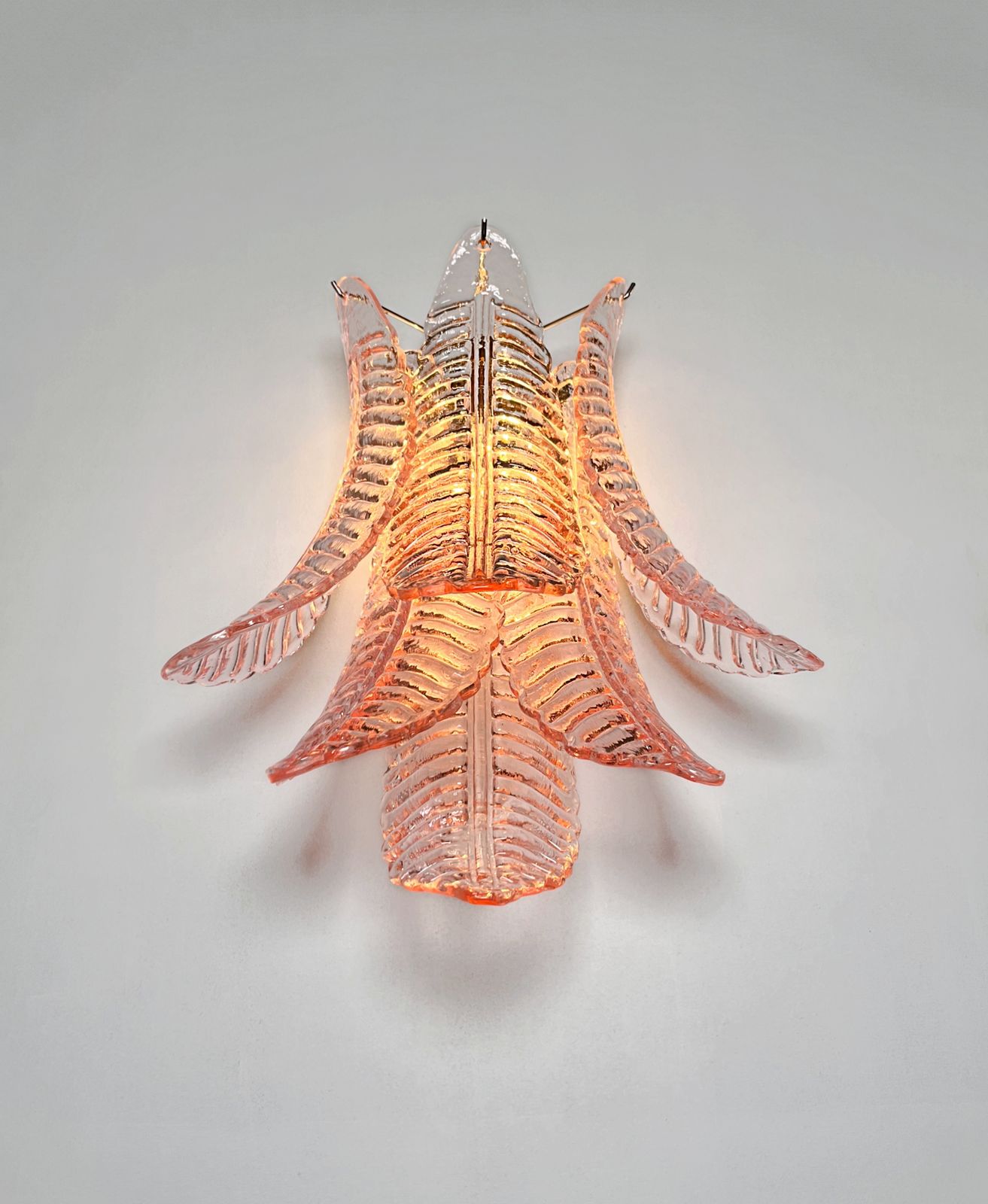 Pair Of Vintage Murano Pink Felci Glass Wall Sconces photo Lighting