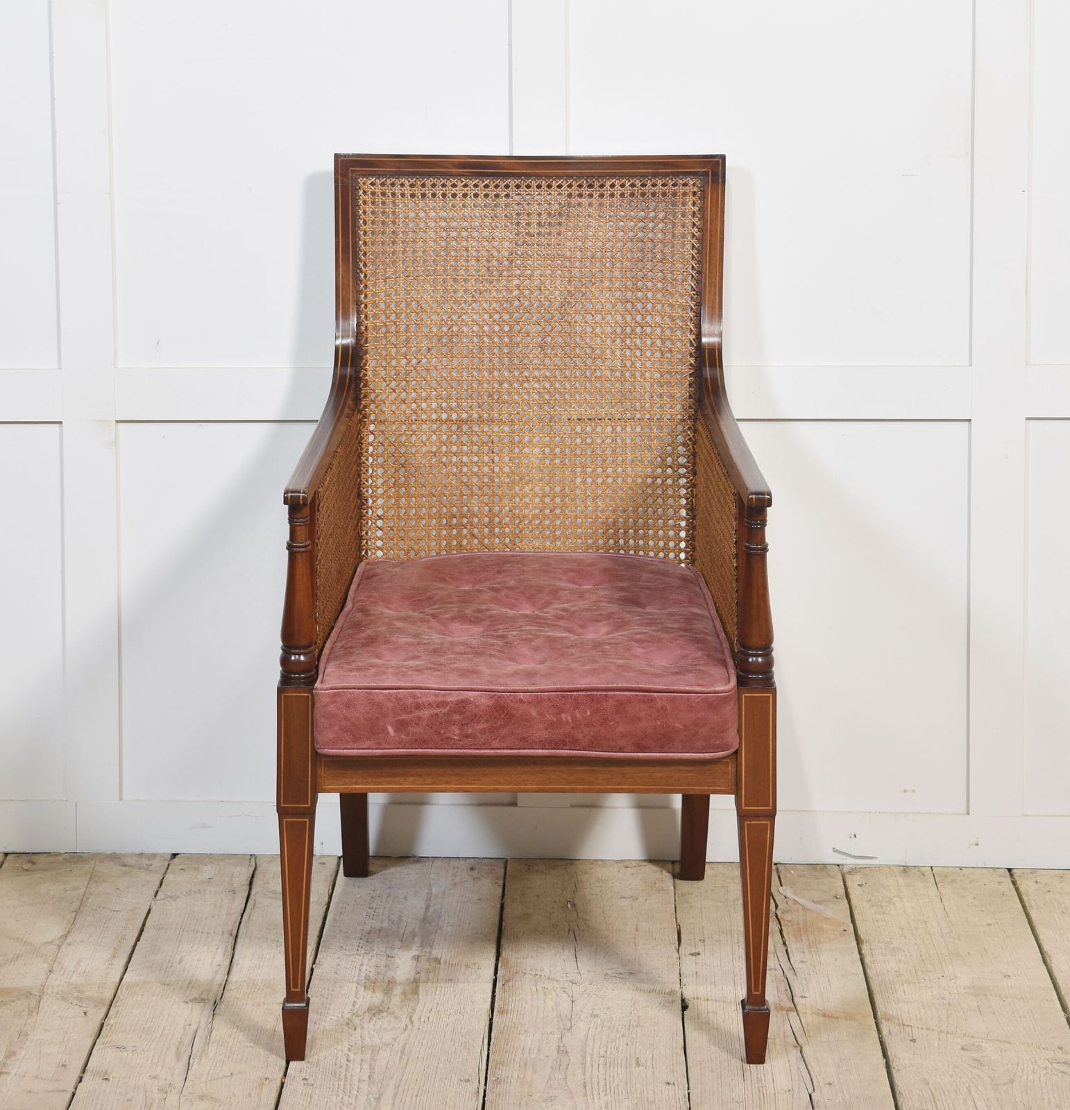 photo furniture Mahogany Inlaid Bergere Armchair