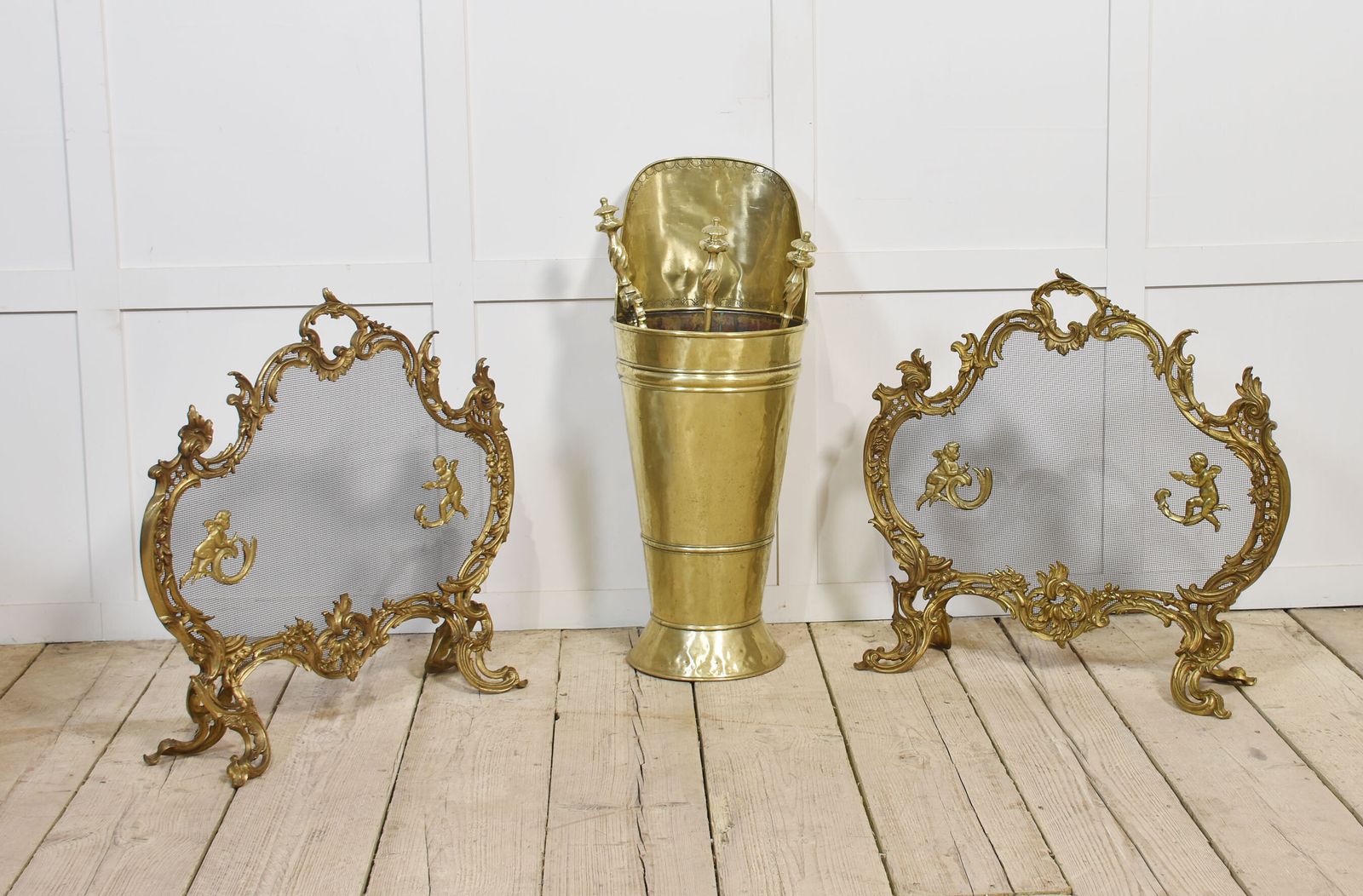 Pair Of Louis XV Style Gilt Bronze Fire Screens photo for sale