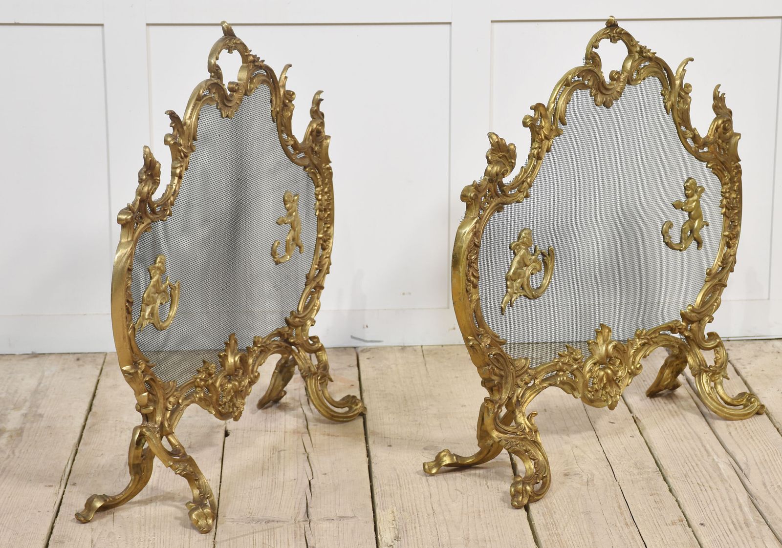 Pair Of Louis XV Style Gilt Bronze Fire Screens photo Home Fixtures