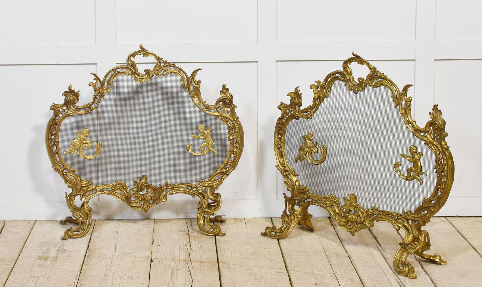 Pair Of Louis XV Style Gilt Bronze Fire Screens photo buy