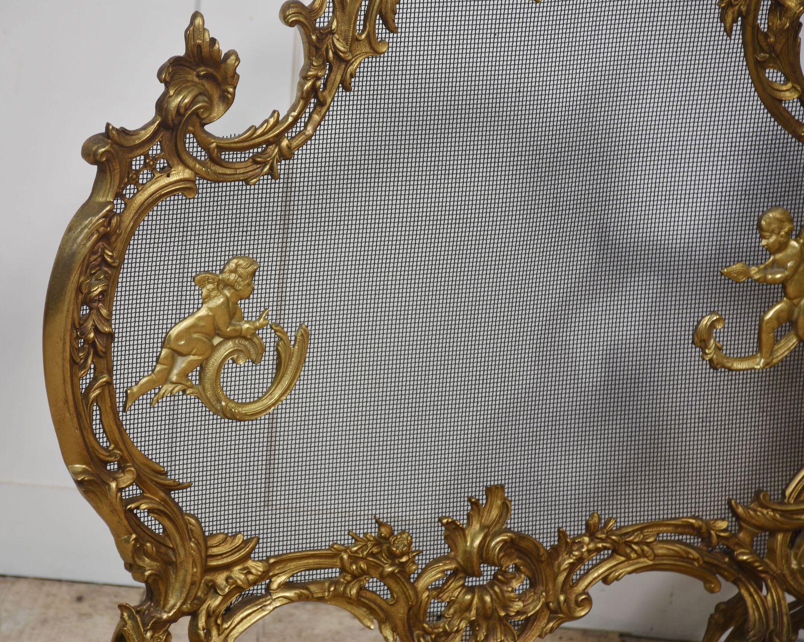 Pair Of Louis XV Style Gilt Bronze Fire Screens photo vintage