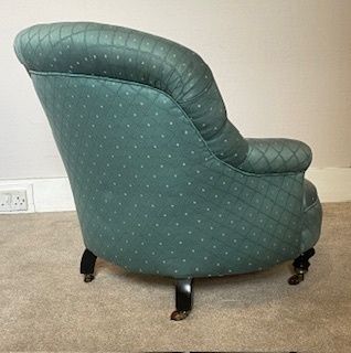 Antique Howard Style Button Back Over Stuffed Bedroom Nursing Chair photo vinterior