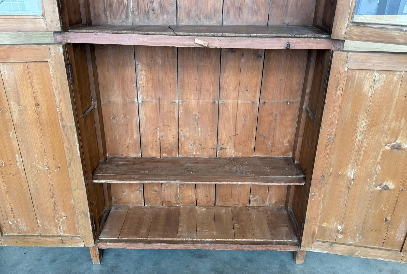 19th Century Large & Narrow Cupboard Or Bookcase With Glass Vitrine, Pine photo buy