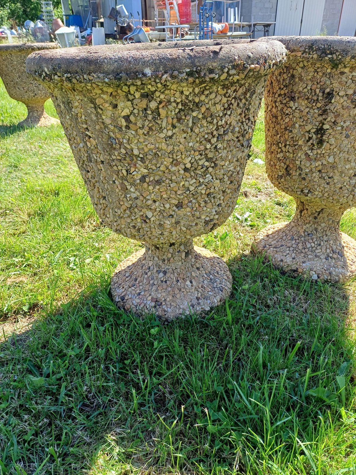 Pair Of Medici Style Vases In Reconstituted Stone photo vintage