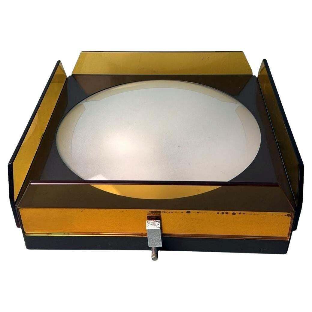Veca For Fontana Arte  Italian Crystal, Glass And Metal Ceiling Light