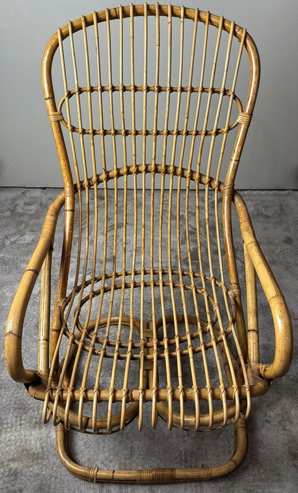 Rustic Style Large Italian Bamboo And Wicker Cane Armchair photo 1693.0