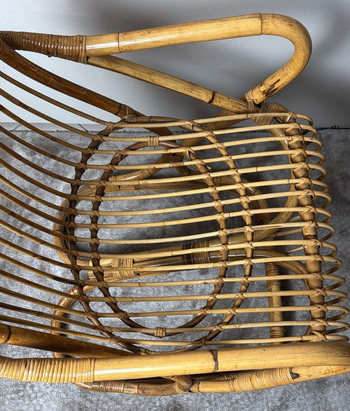 photo vinterior Rustic Style Large Italian Bamboo And Wicker Cane Armchair