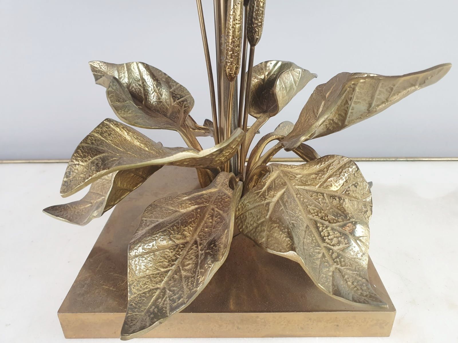 1970s Bronze Lamp With Reed Decor In The Style Of Maison Charles photo for sale