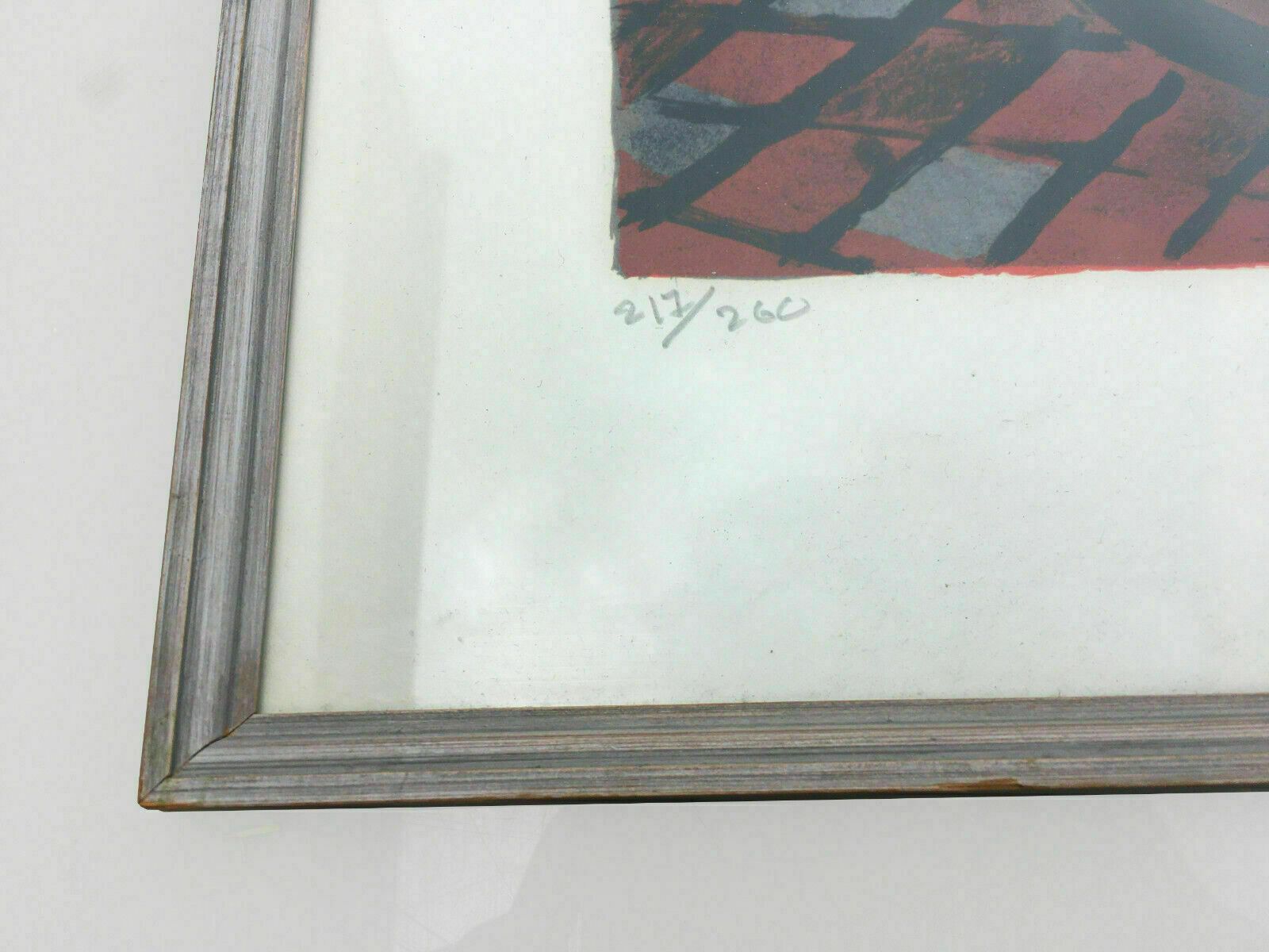 Vintage Lithography On Paper Abstract Cityscape Print, Signed By S. N In 1972 photo buy