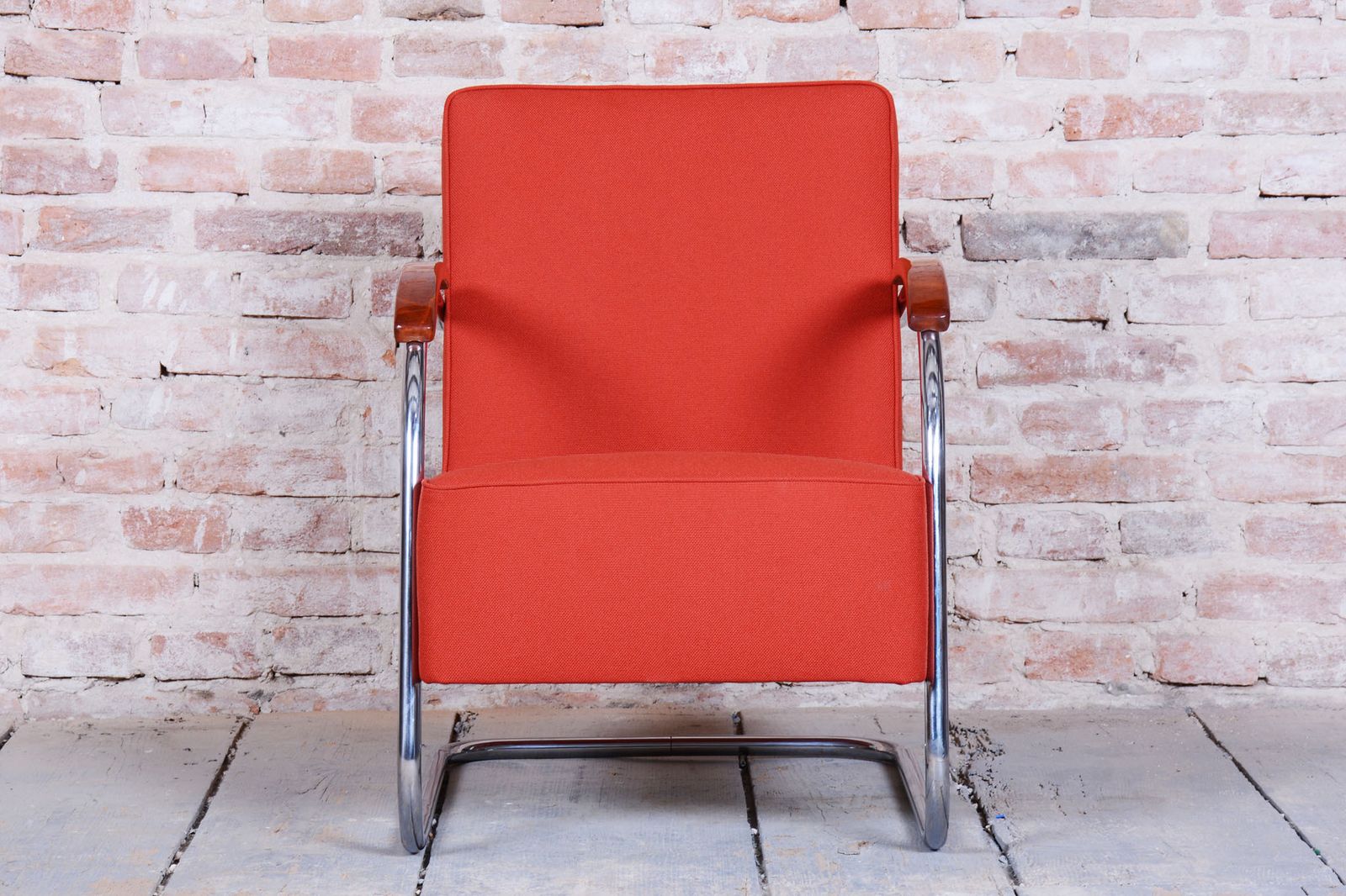 photo for sale Pair Of Restored Bauhaus Armchairs, By Mücke Melder, Beech, Chrome, Czech, 1930s