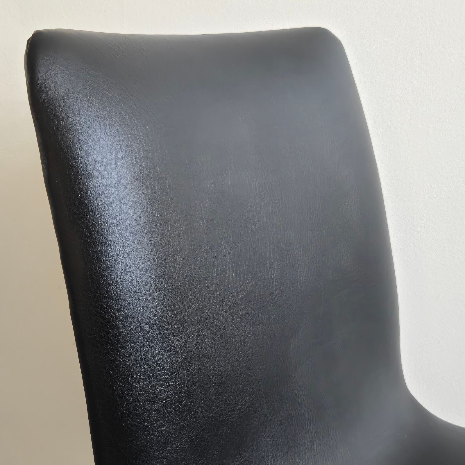 Vintage 1970s Black Skai & Metal Swivel Chair Suite Of 4 Brush & Chrome photo vinterior
