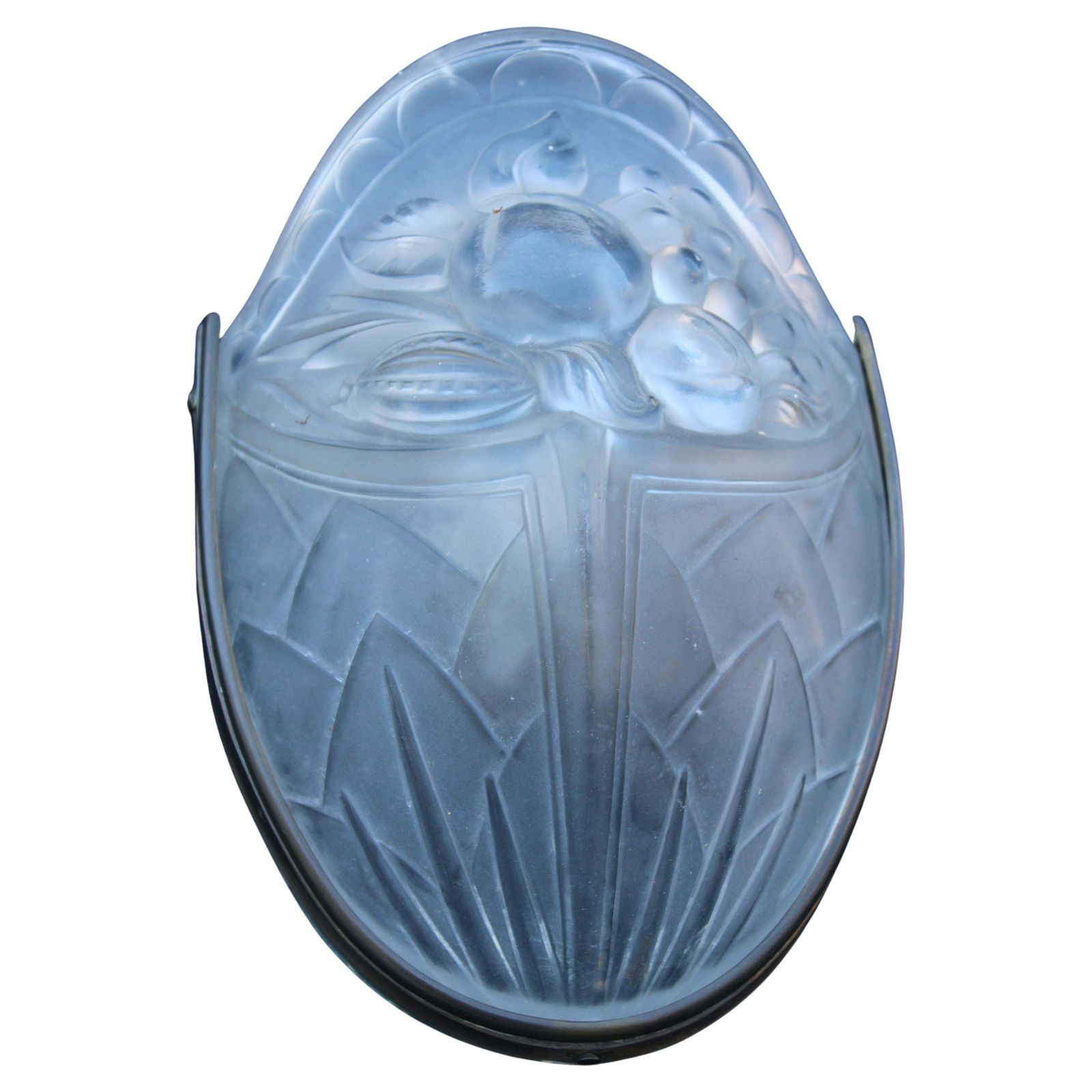 French Art Deco 1930's Crystal And Brass Lalique Style Wall Lamp photo furniture